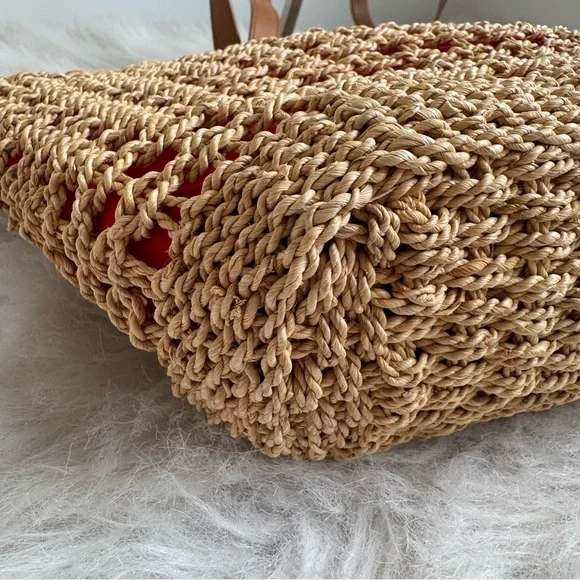Tory Burch Wicker Straw Raffia Crochet Tote Bag - Picture 5 of 7